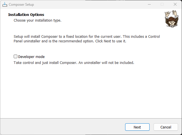 Capture d'écran Installation options.